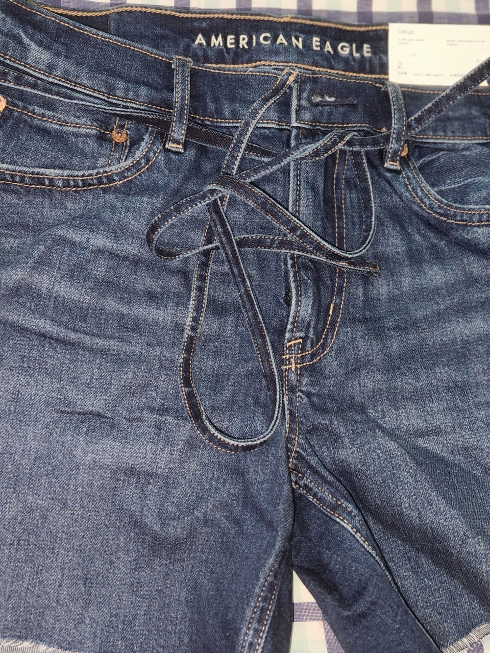 NWT American Eagle Outfitters Dark Blue High-Rise Tie-Waist Jeans